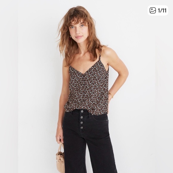 Madewell Tops - Madewell Black Floral Spaghetti Strap Camisole